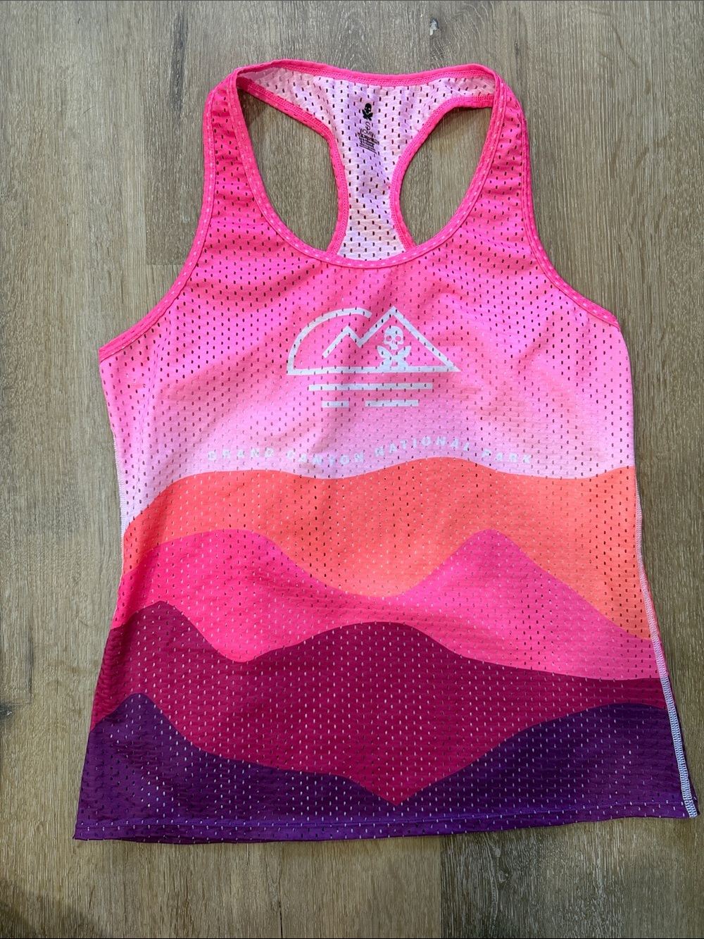Betty Designs Grand Canyon Pink Racerback Tank Top Mountain Logo | Small